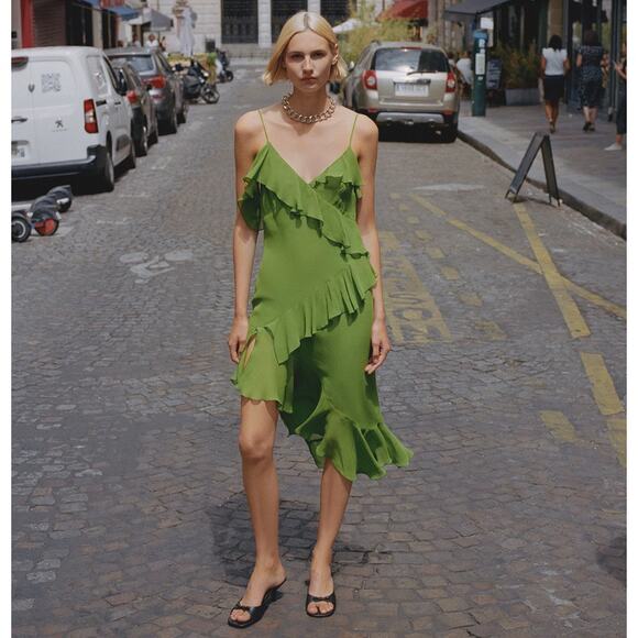 RARE!!! MANGO Chiffon Midi Dress NWT - Picture 4 of 13